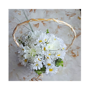 Basket filled with silk daisies