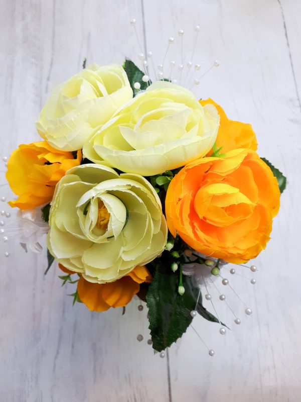 Image of yellow and white silk spring flowers