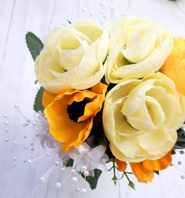 Image of yellow and white silk spring flowers