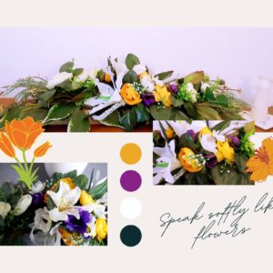 Collage of images of spring table arrangement