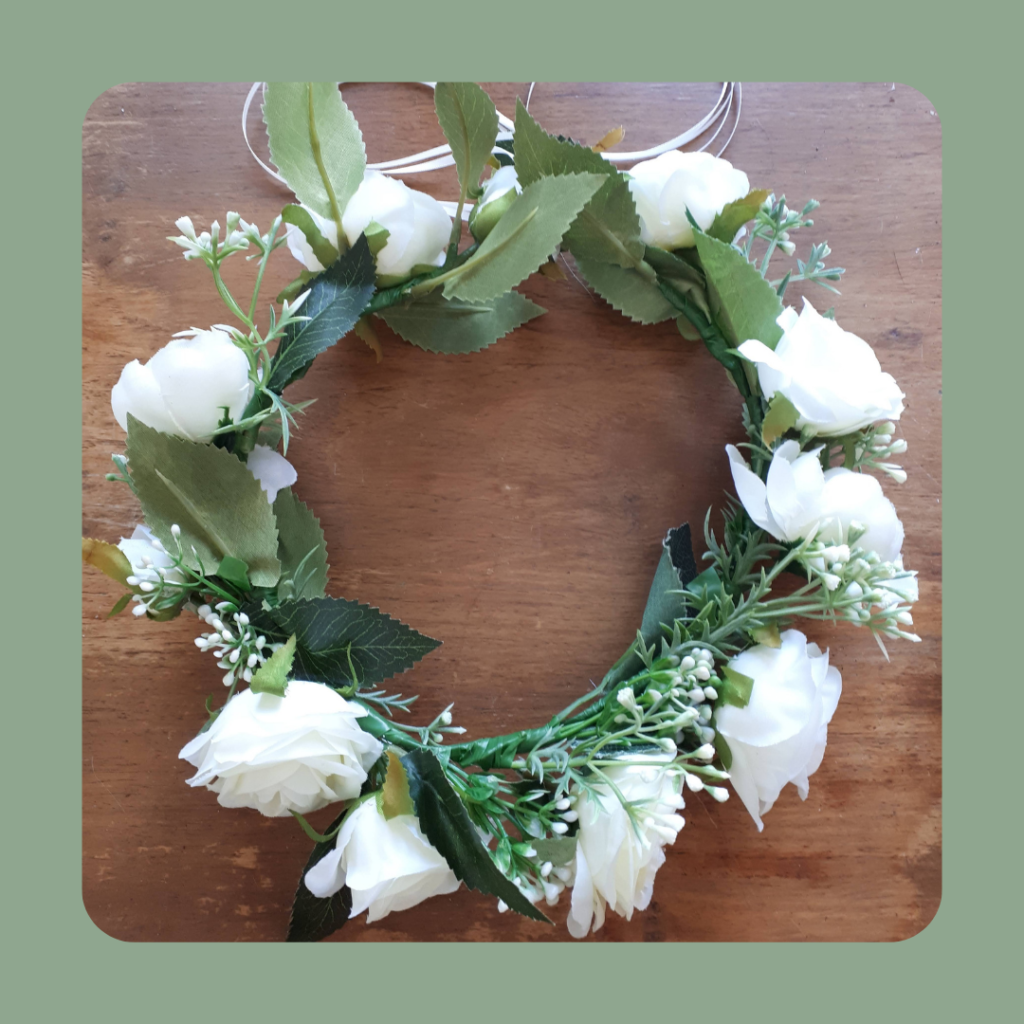 White rose flower crown