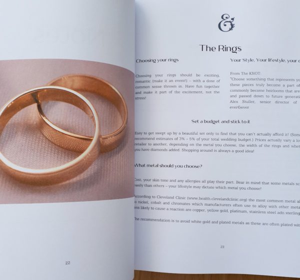 image of page from wedding planner