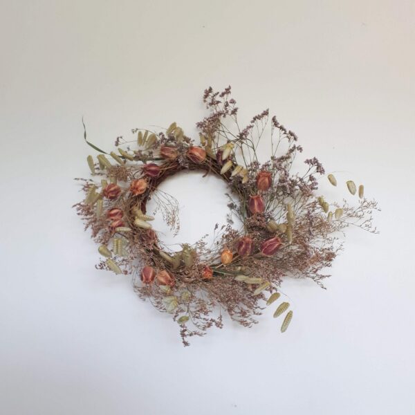 Dried flower and grasses wreath