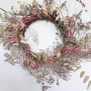 Dried flower and grasses wreath