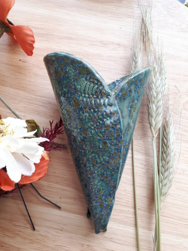 Green wall hanging ceramic bud vase