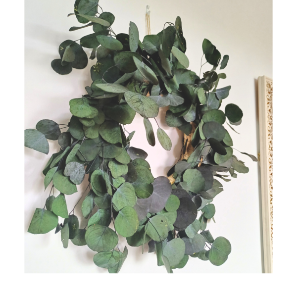 Blue Green preserved Eucalyptus wreath