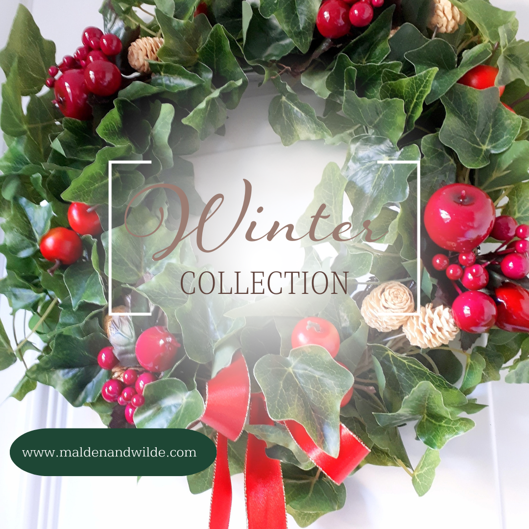 Festive collection Image of green ivy festove wreath and the words Winter Collection