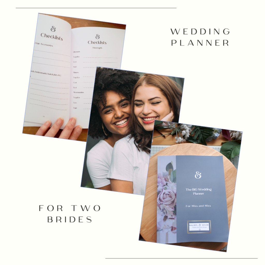 Two happy women with other pictures of the Complete Wedding Planner for Miss and Miss