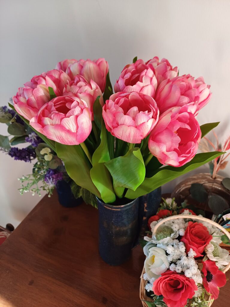 Pink variegated tulips