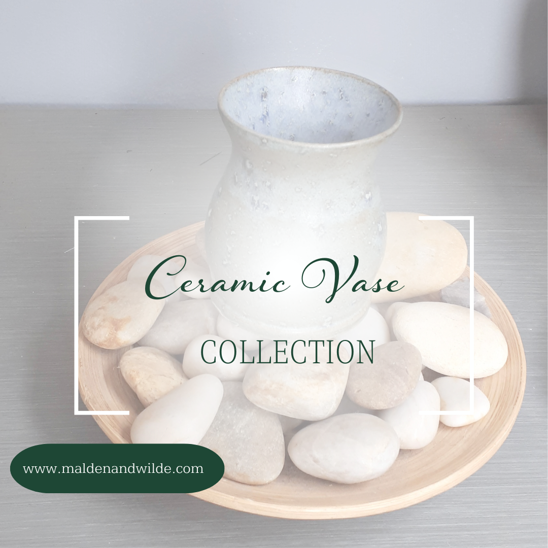 Image of ceramic bud vase with words Ceramic Vase Collection