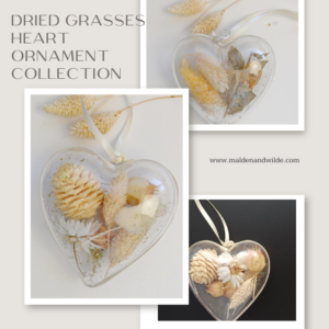 Dried grasses heart ornament collection