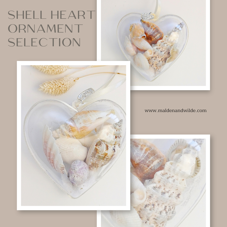 Photos of shell heart ornaments
