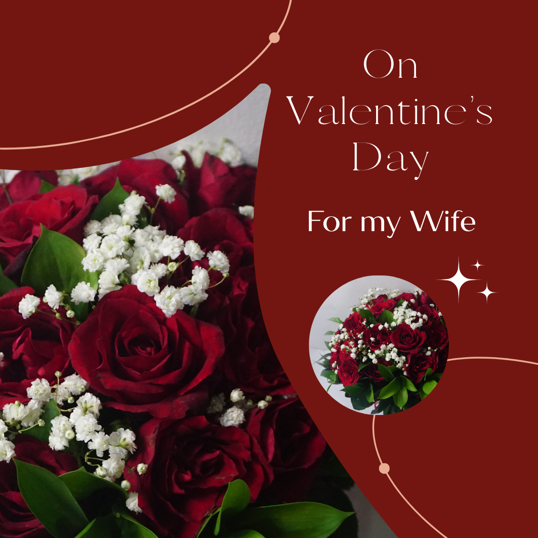 Image of red roses and white flowers for Valentines Day gift voucher